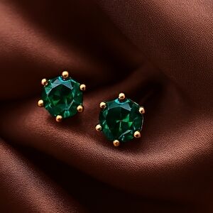 Swarovski Crystal Element - Gold Overlay Green Stone "Tiny" Stud Earrings